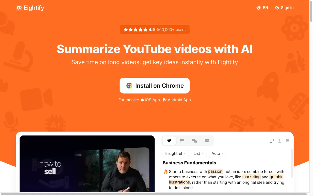 Eightify — preview screenshot