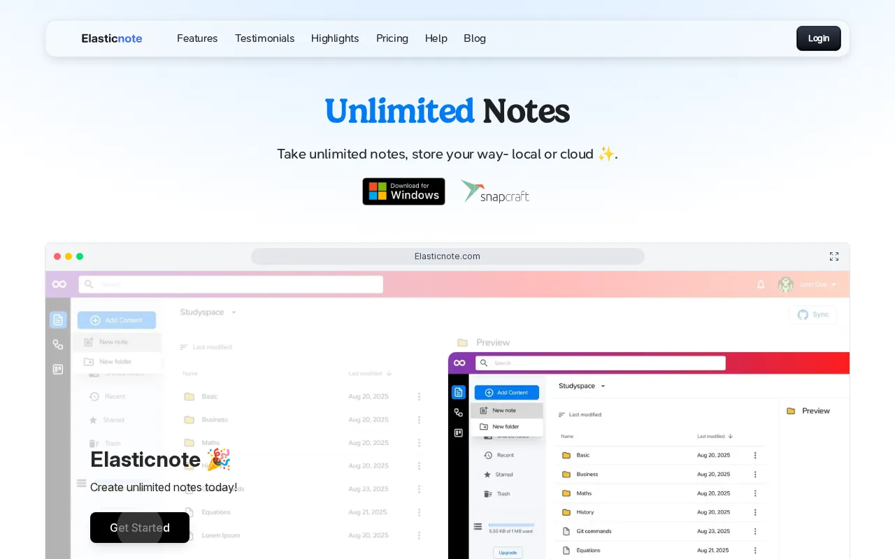 Elasticnote — preview screenshot