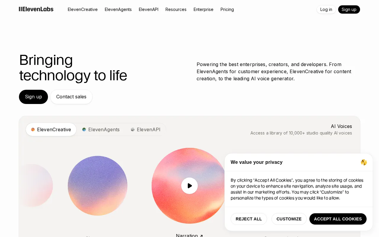 ElevenLabs — preview screenshot