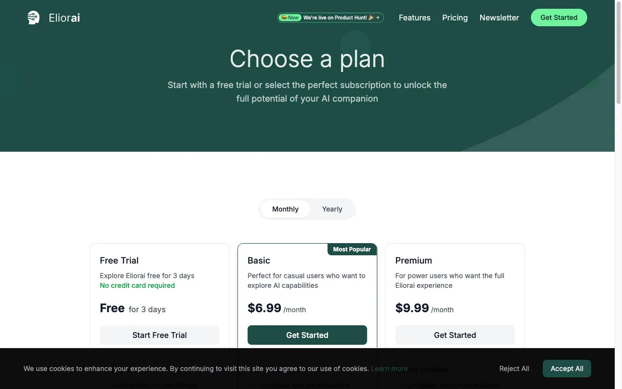 Eliorai — pricing page