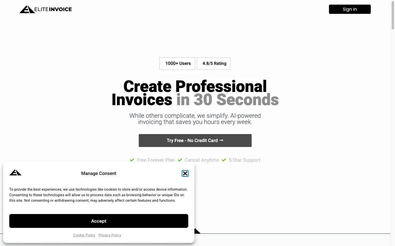 EliteInvoice — preview screenshot