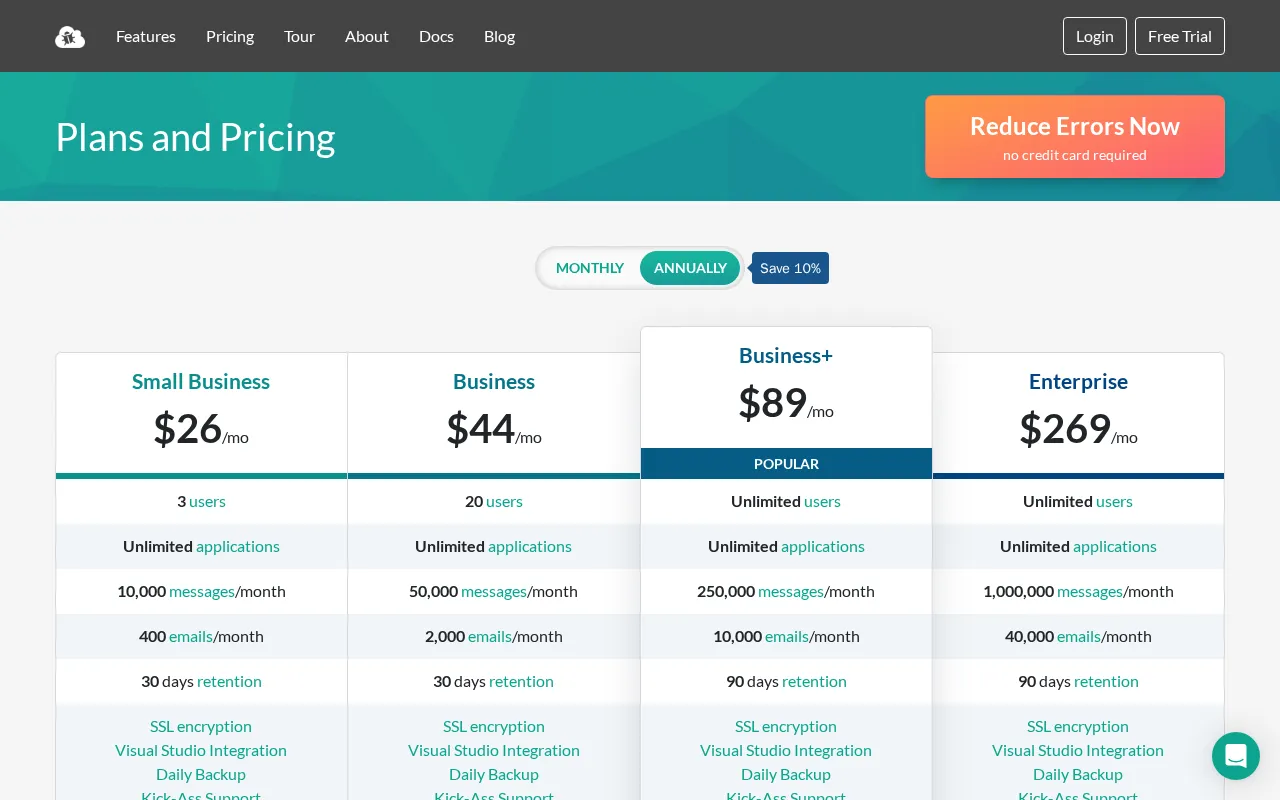 Elmah — pricing page