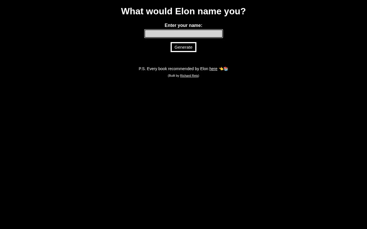 Elon Musk name generator — preview screenshot