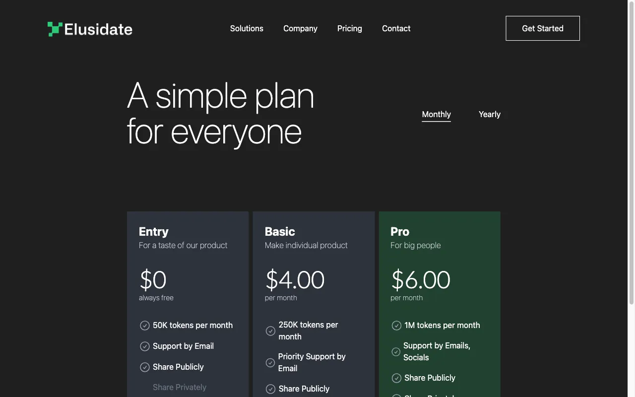 ElusidateAI — pricing page