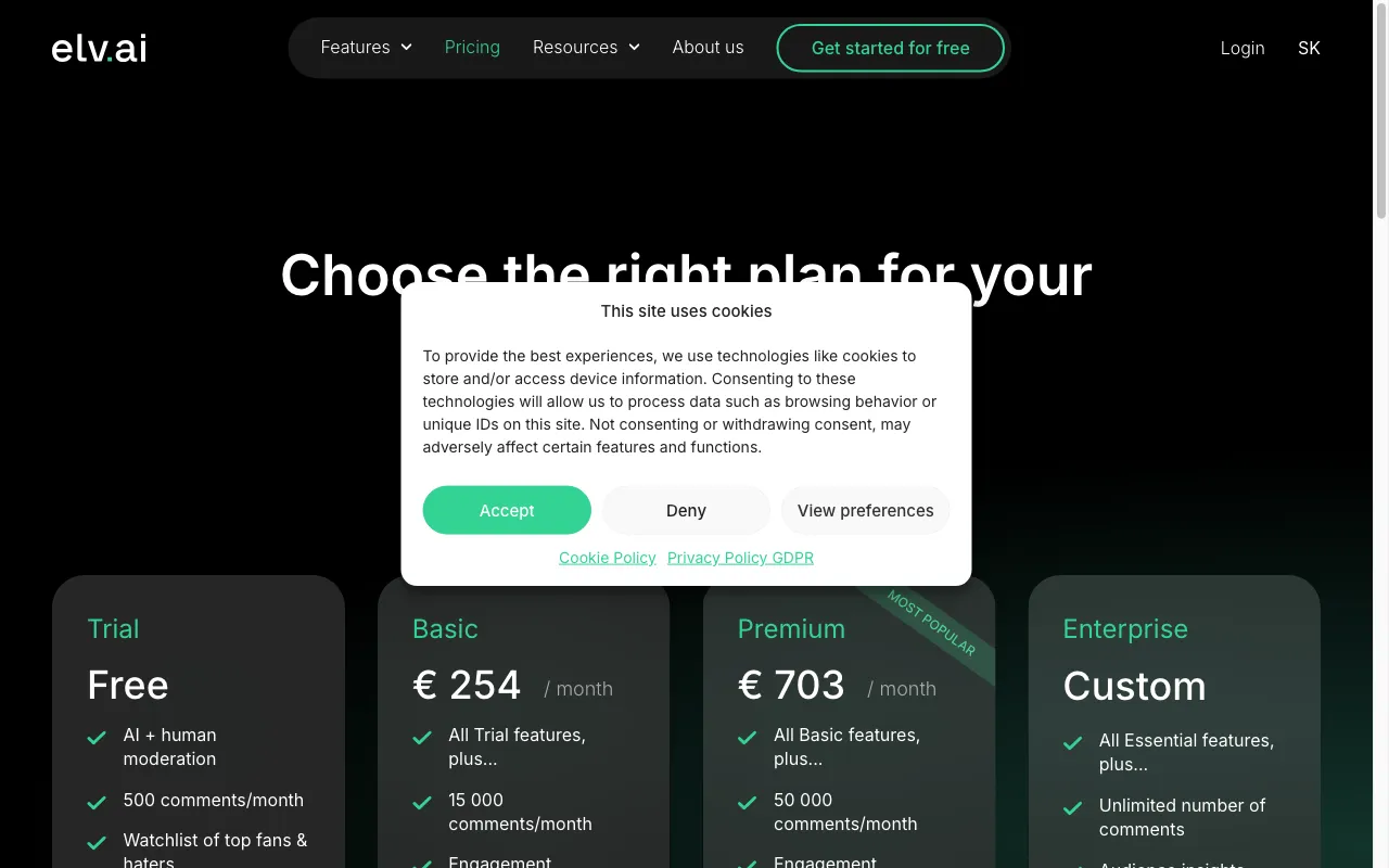 elv.ai — pricing page