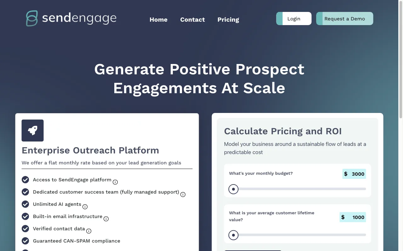 SendEngage — pricing page