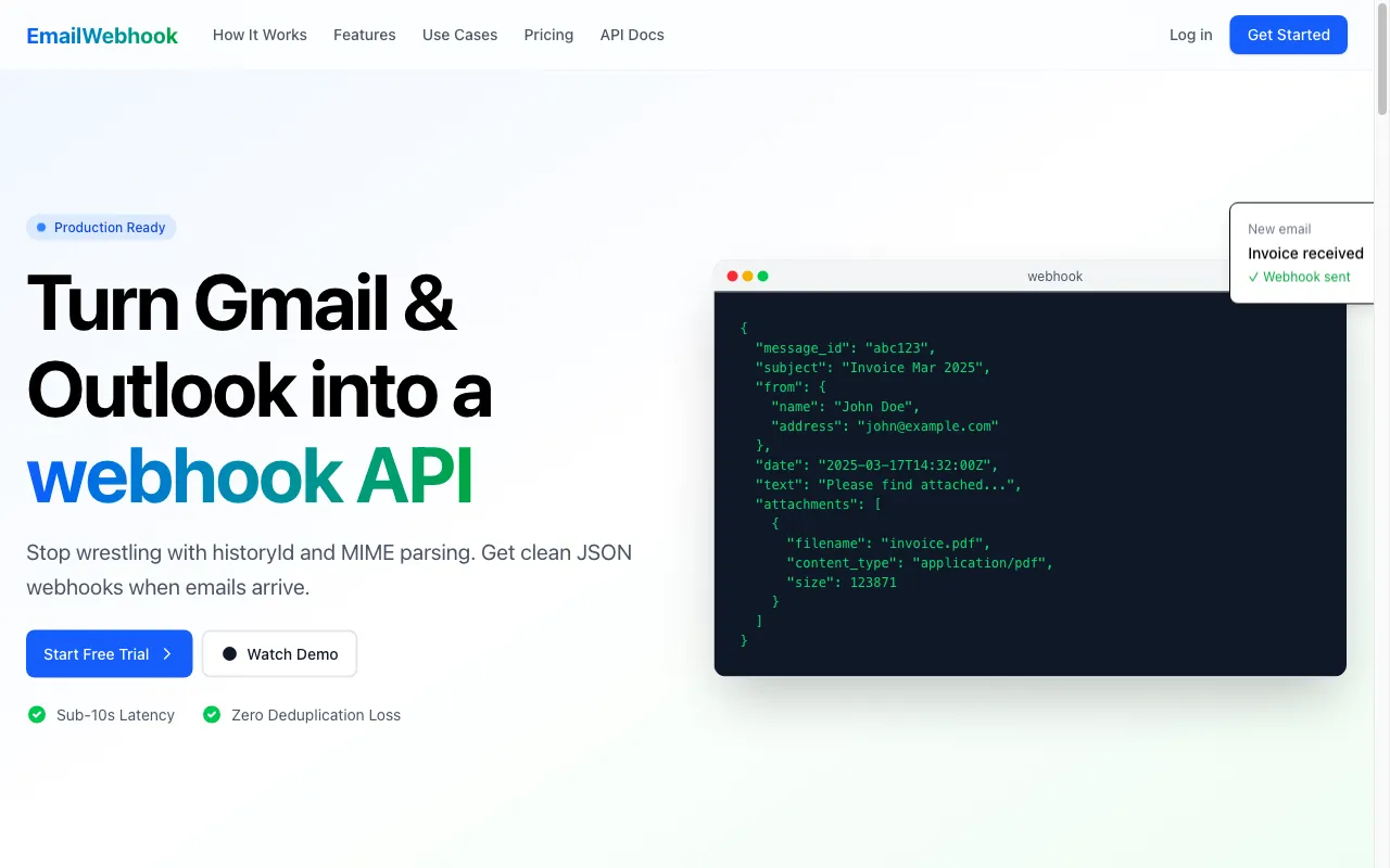 EmailWebhook — preview screenshot