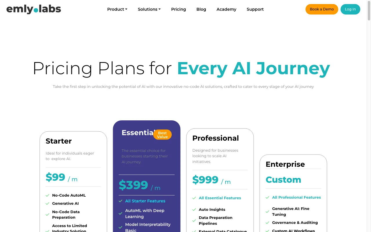 Emly Labs — pricing page