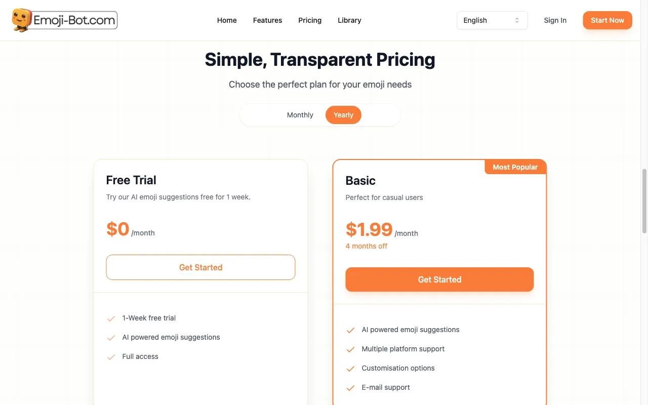 Emoji Bot — pricing page