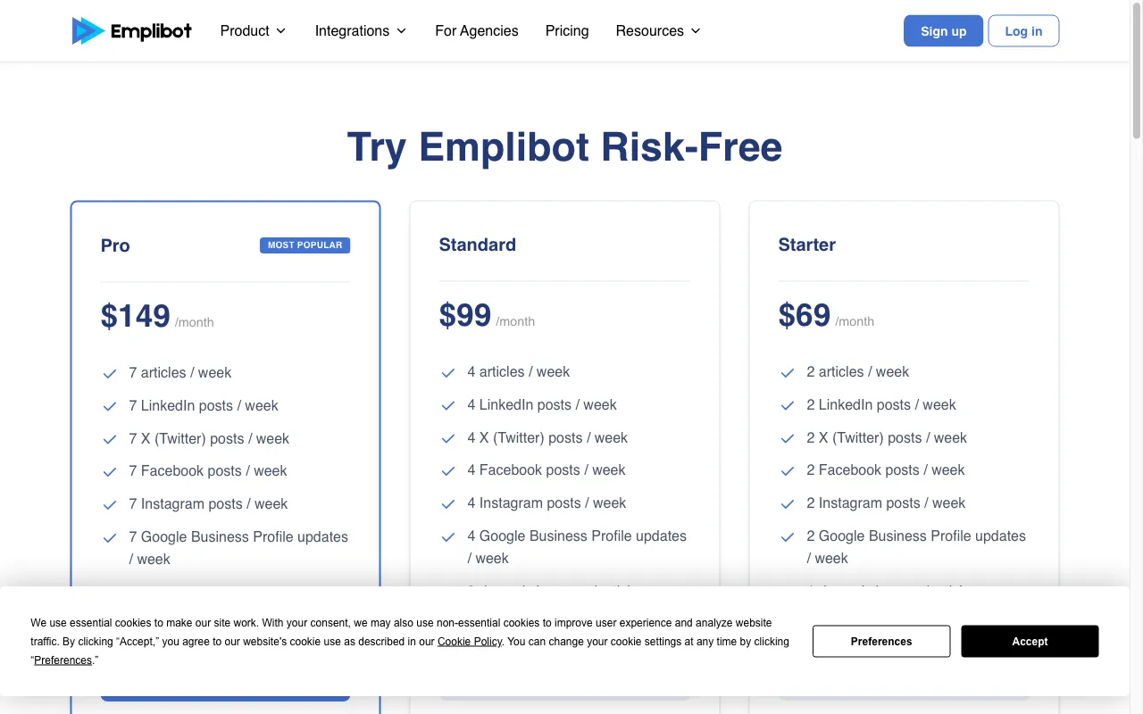 Emplibot — pricing page