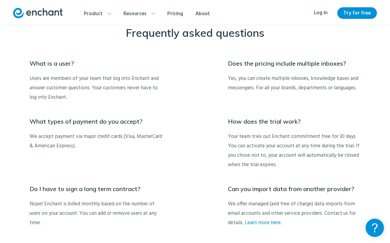 Enchant — pricing page