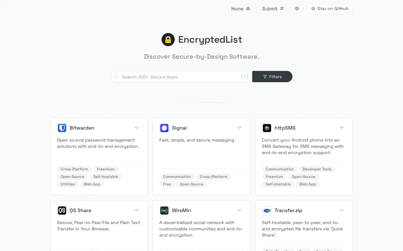 EncryptedList 2.0 — preview screenshot
