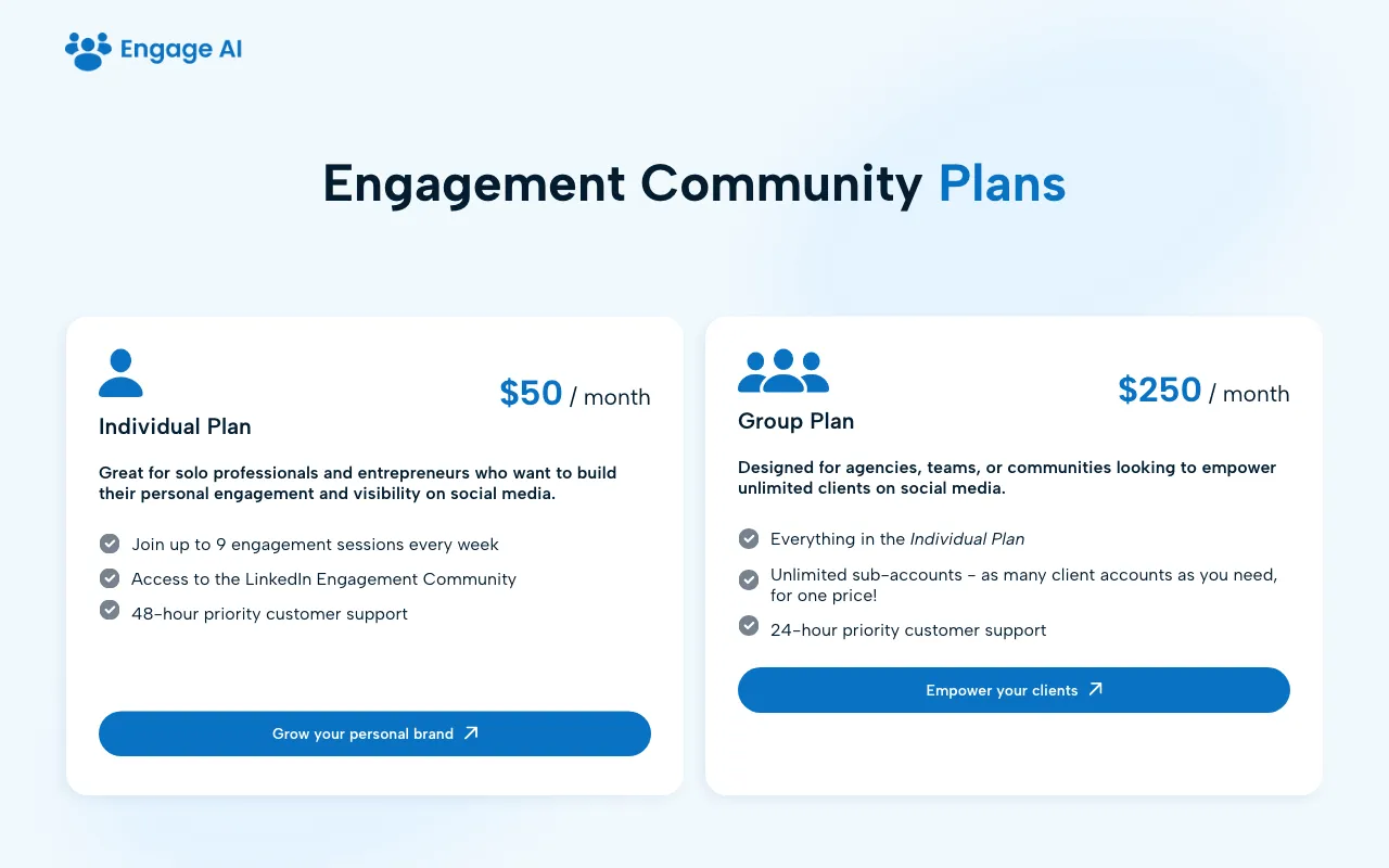 Engage AI — pricing page