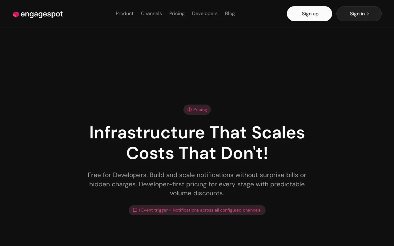 Engagespot — pricing page