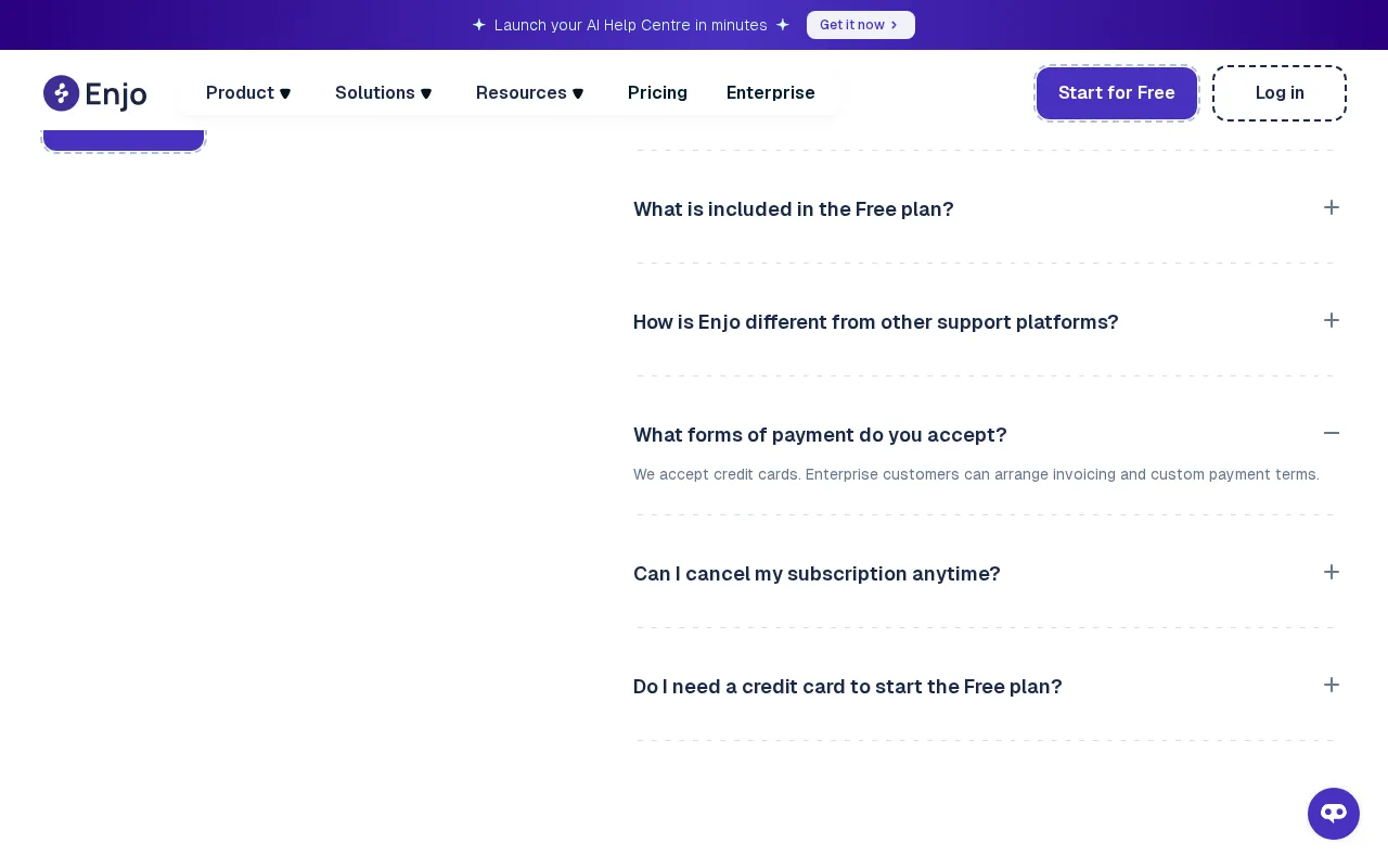 Enjo — pricing page