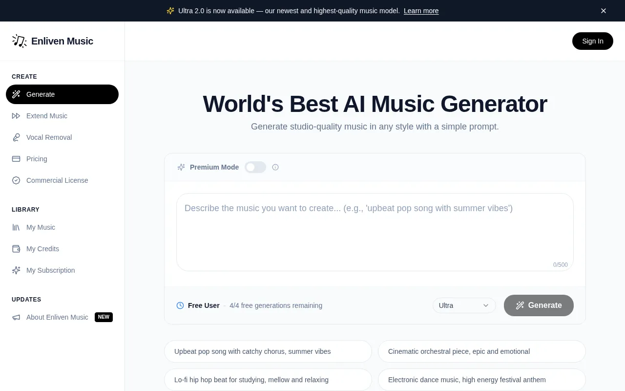Enliven Music — preview screenshot