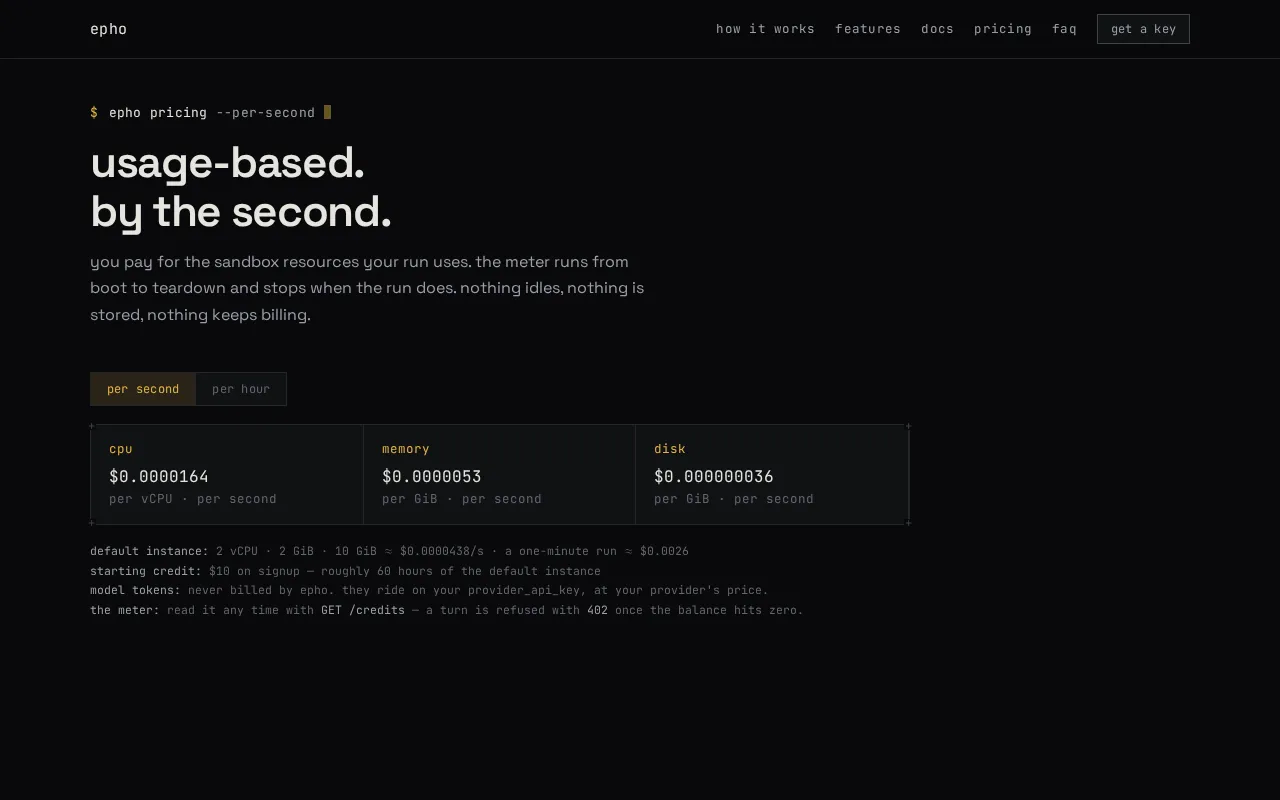 Epho — pricing page