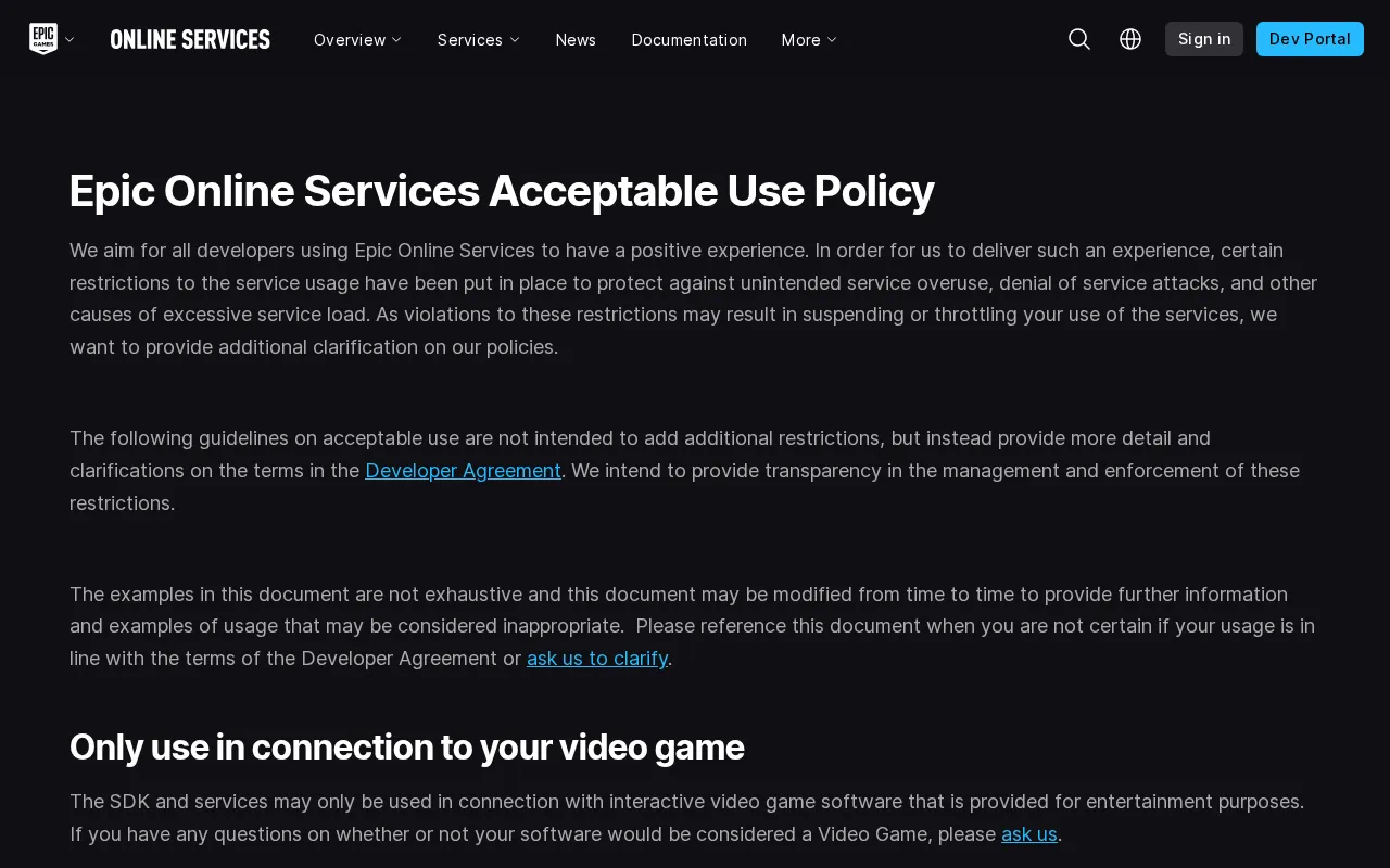 Epic Online Services — preview screenshot