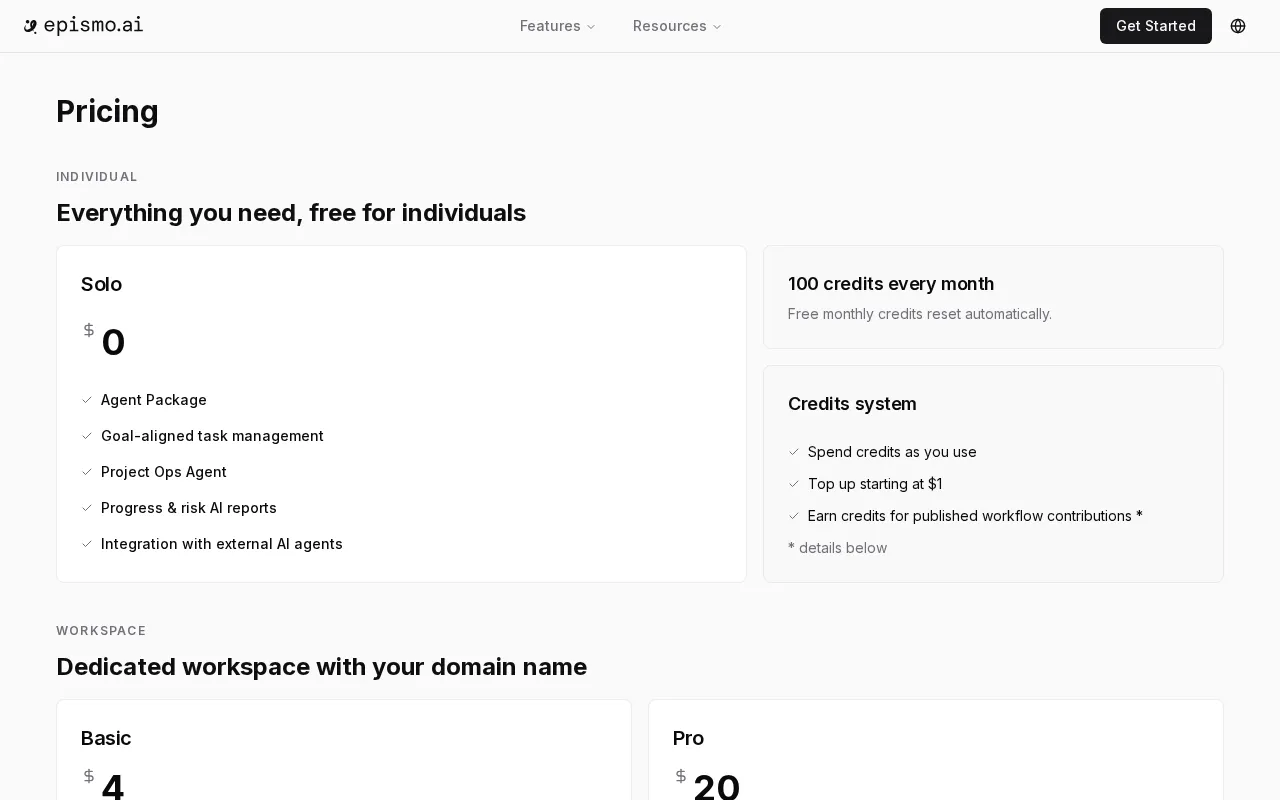 Epismo — pricing page