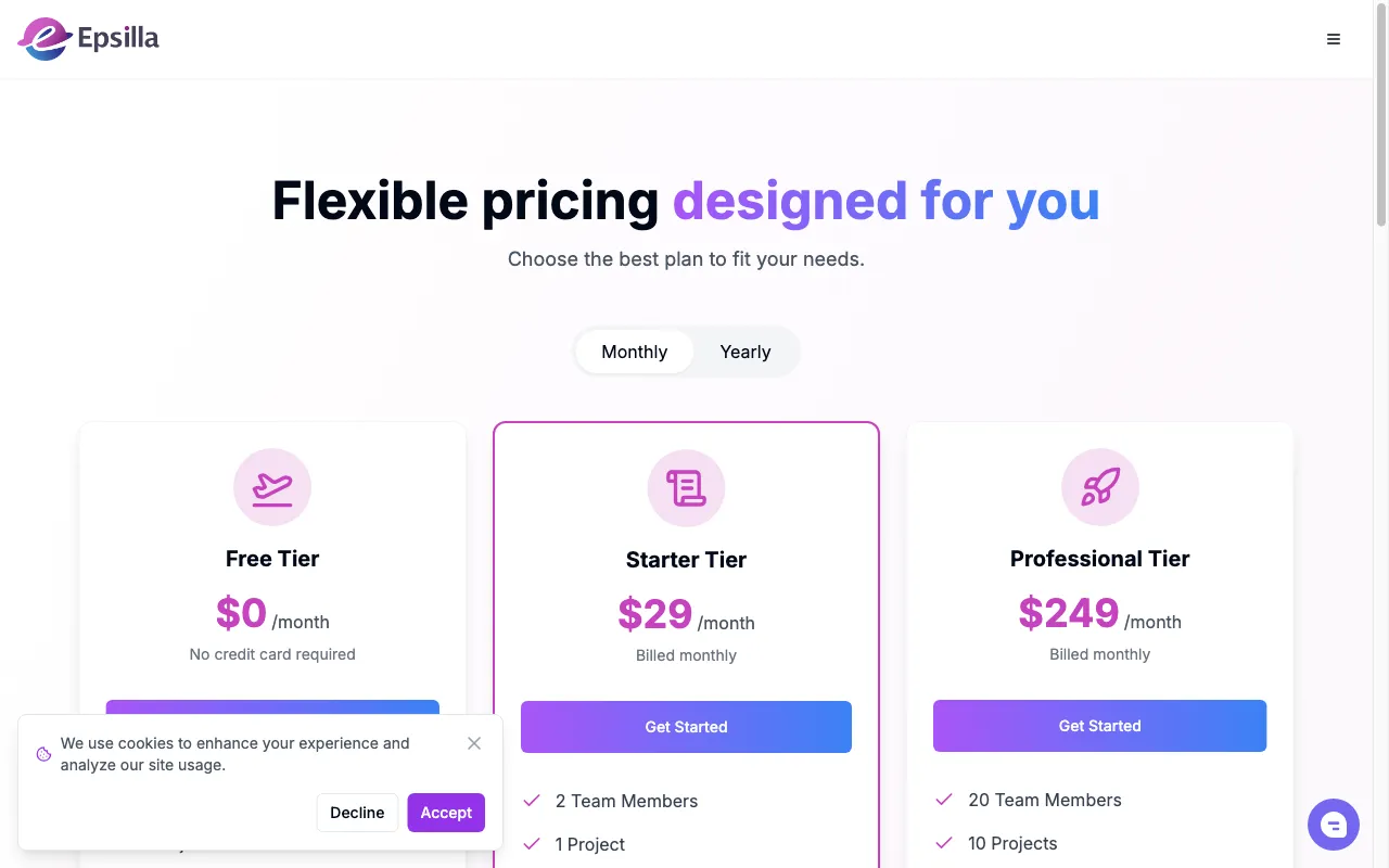 Epsilla — pricing page