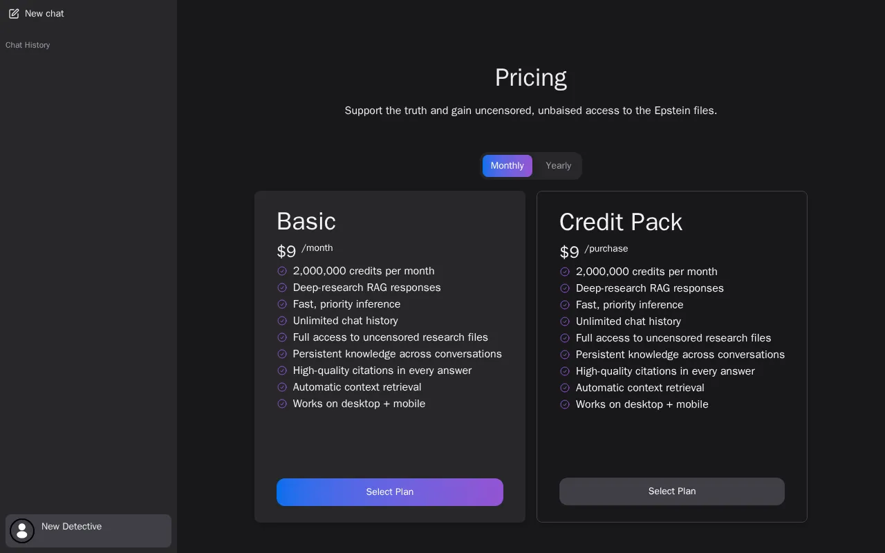 EpsteinGPT — pricing page