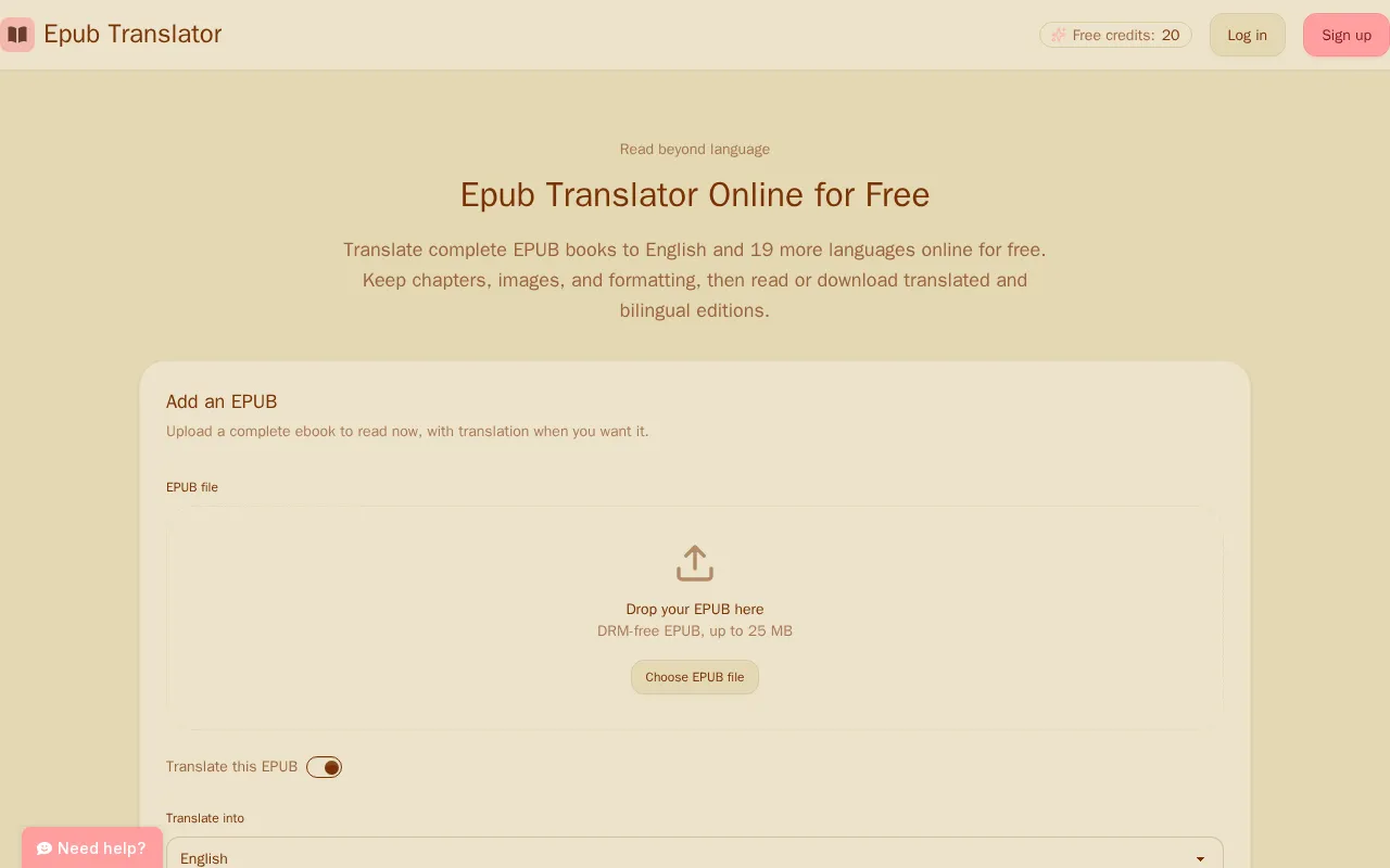 Epub Translator — preview screenshot