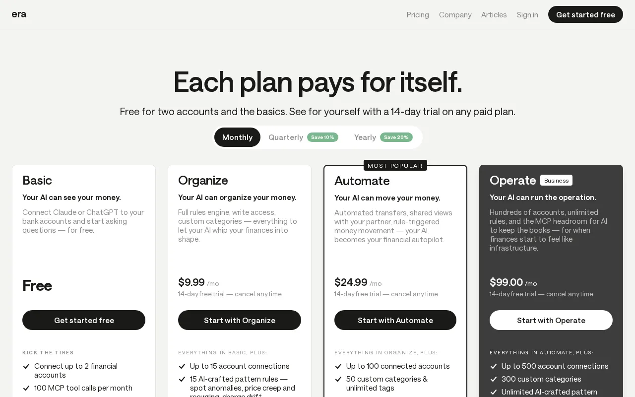 Era — pricing page