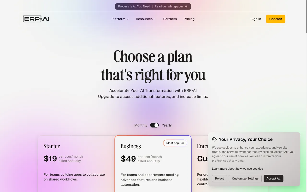 ERP.AI — pricing page