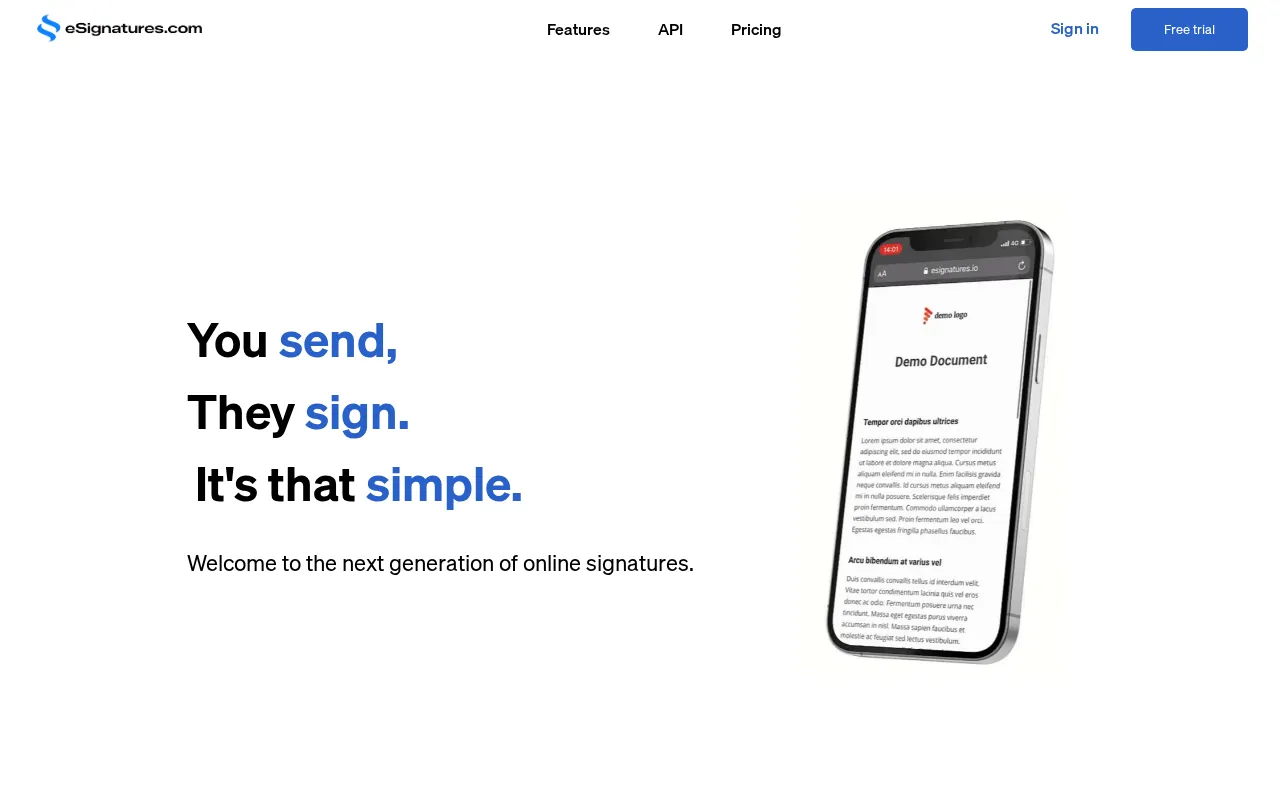 eSignatures.com — preview screenshot
