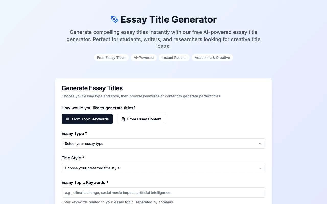 Essay Title Generator — preview screenshot
