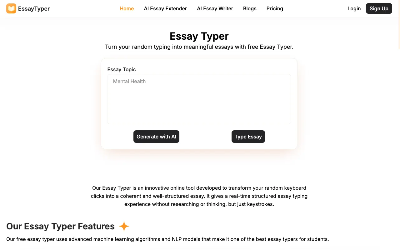 Essay Typer — preview screenshot