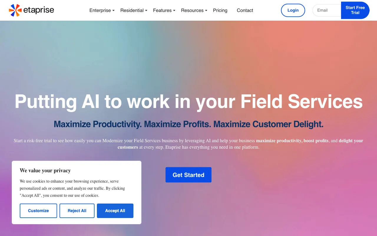Etaprise Field Service Management — preview screenshot