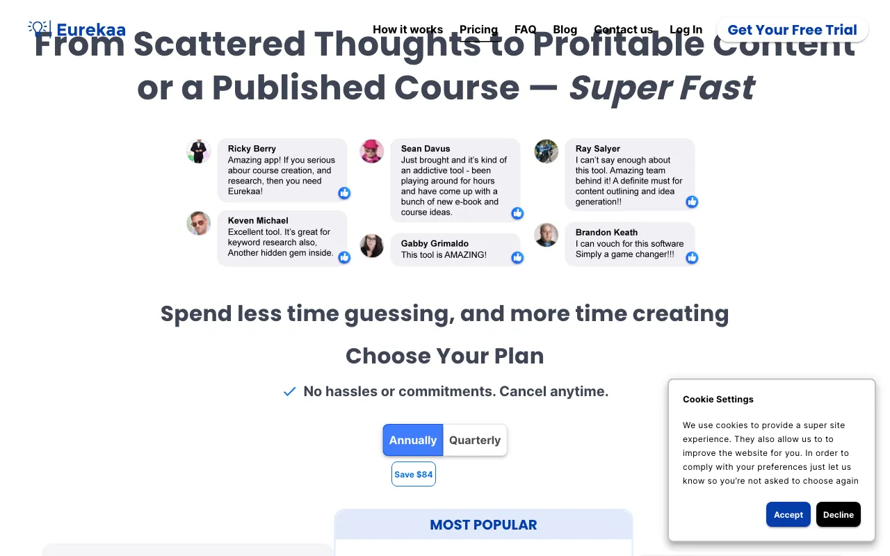 Eurekaa — pricing page