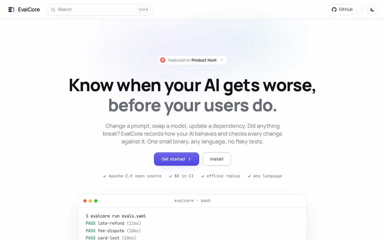 EvalCore — preview screenshot