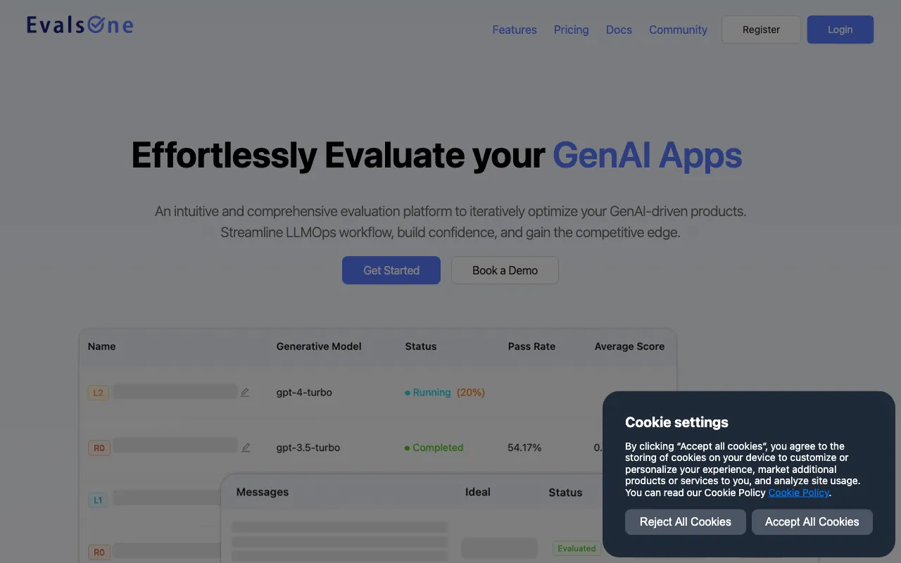 EvalsOne — preview screenshot