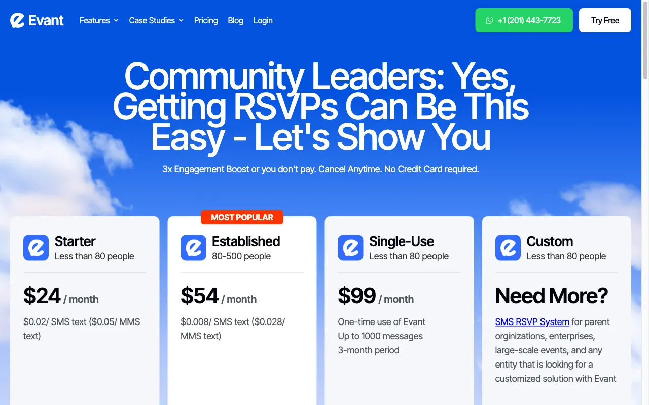Evant — pricing page