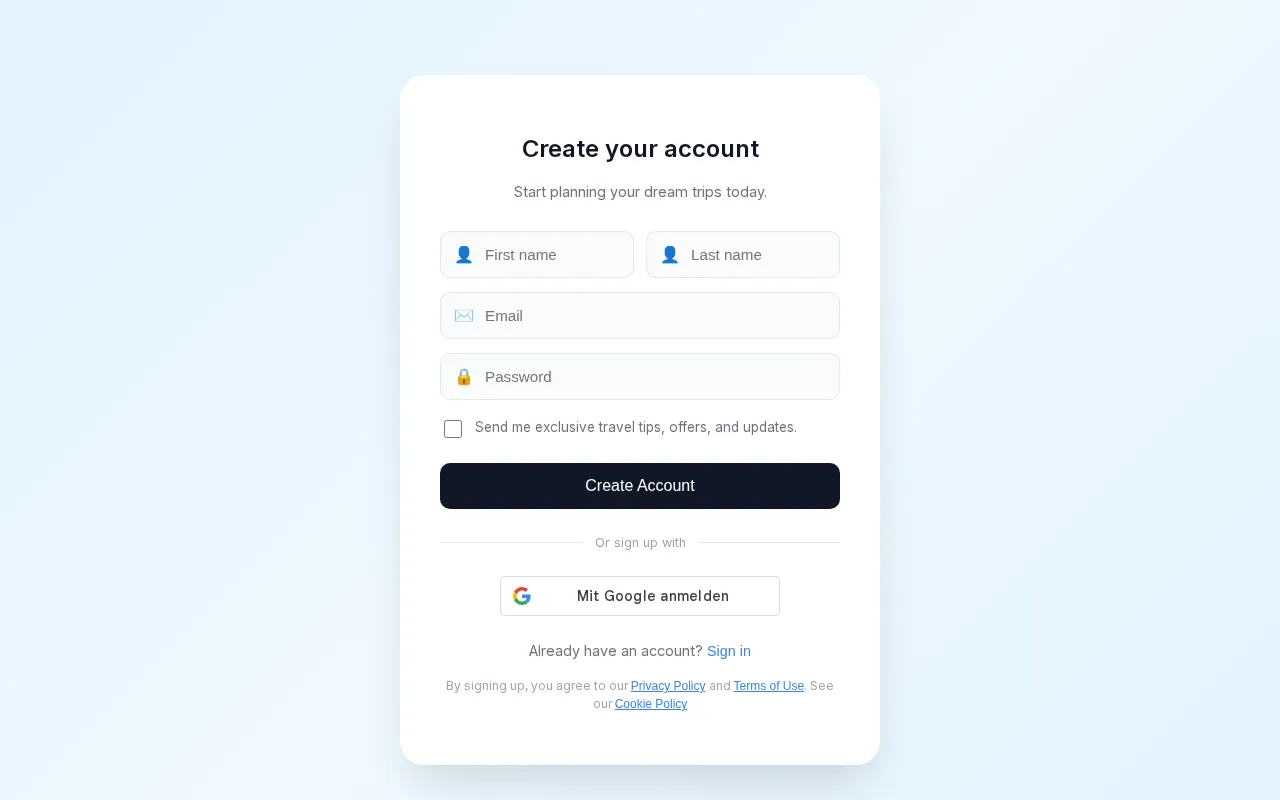 Eve Travel Co. — pricing page