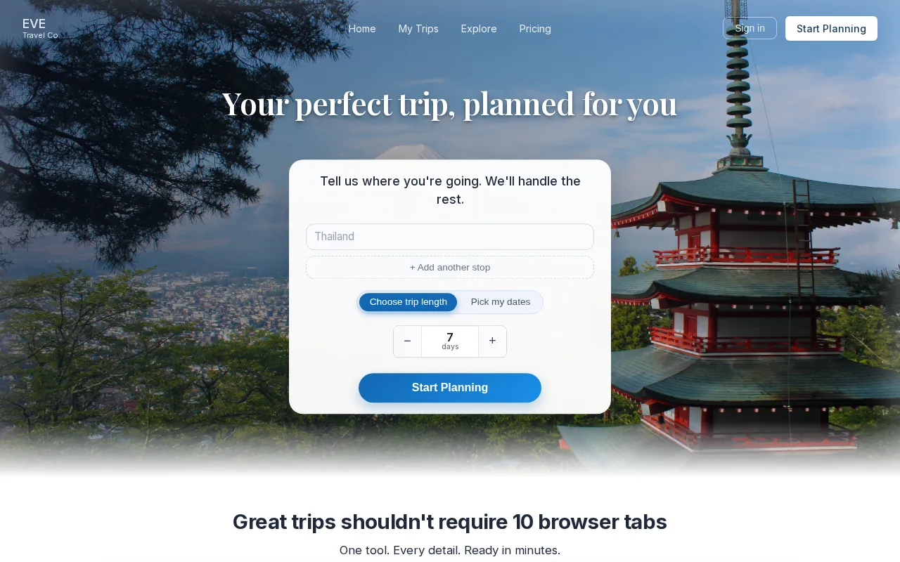 Eve Travel Co. — preview screenshot