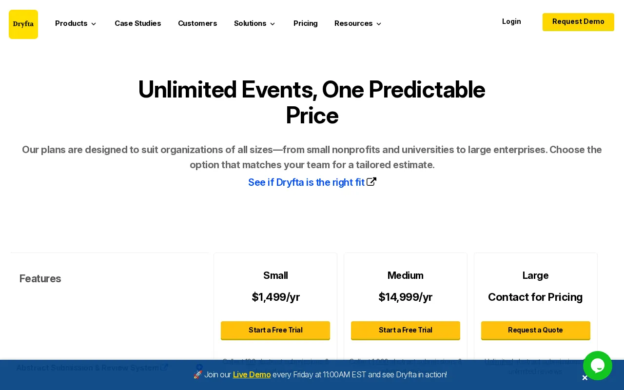 Event Management Platform — pricing page