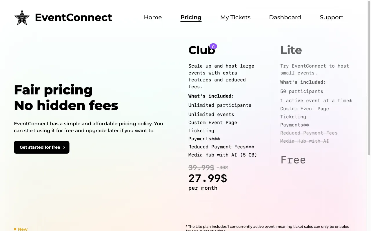 EventConnect — pricing page
