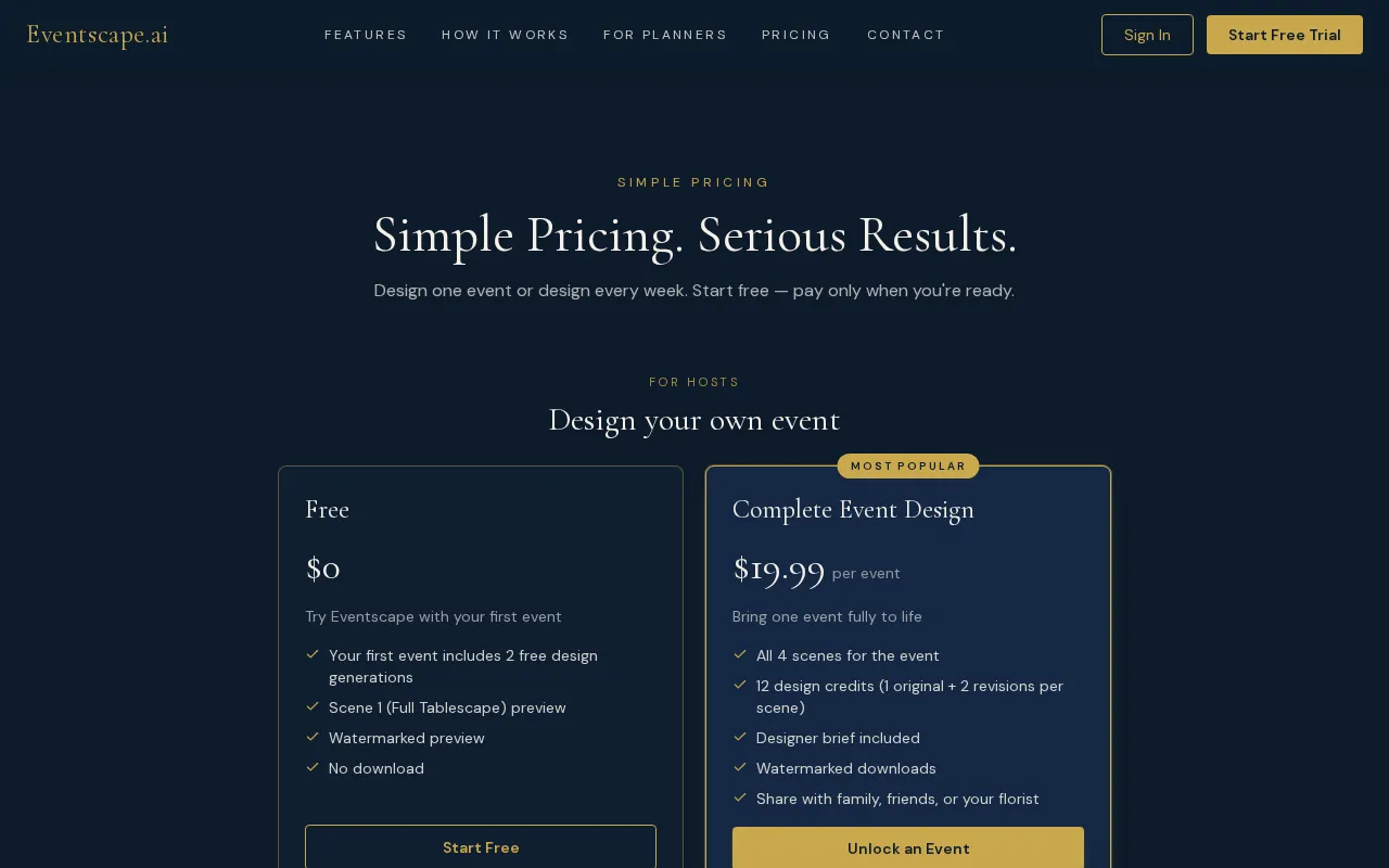 Eventscape.ai — pricing page