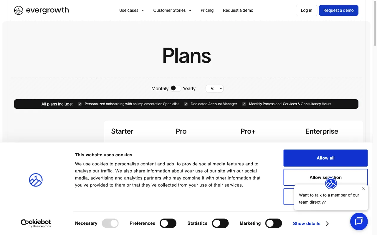 Evergrowth — pricing page