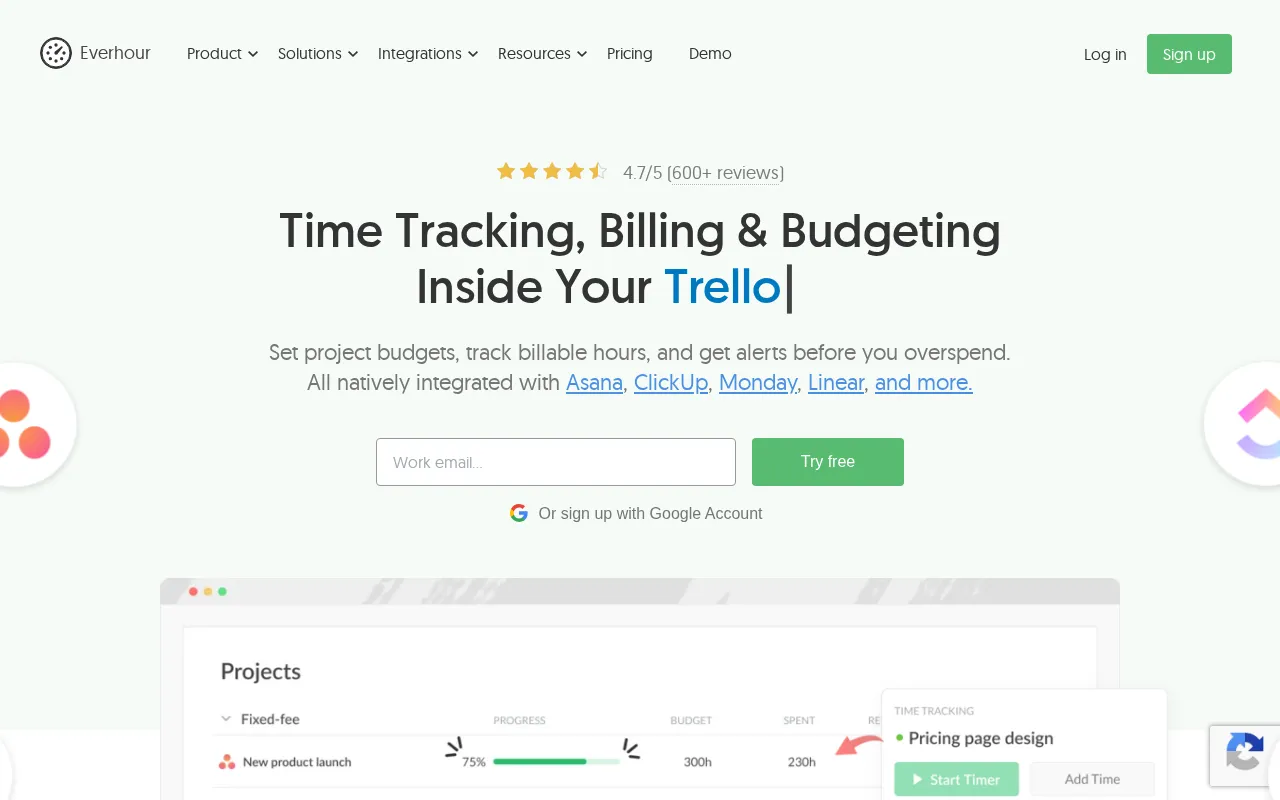 Everhour — preview screenshot