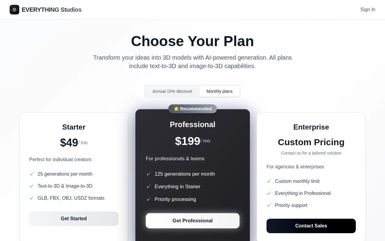 EverythingAR — pricing page