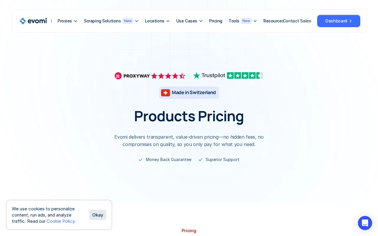 Evomi — pricing page