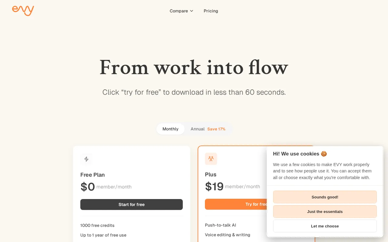 EVY — pricing page