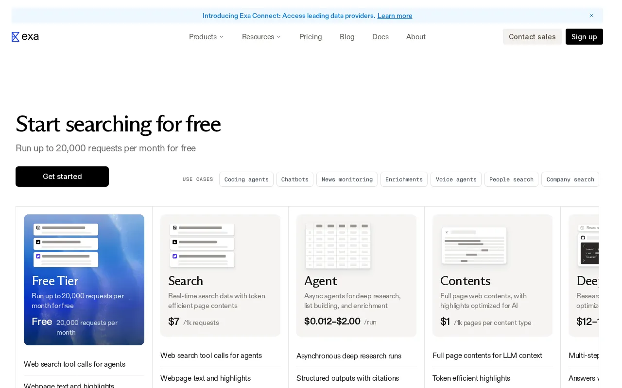 exa.ai — pricing page