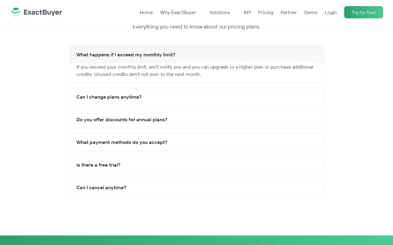 ExactBuyer Search — pricing page