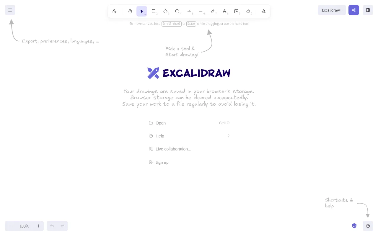 Excalidraw — pricing page