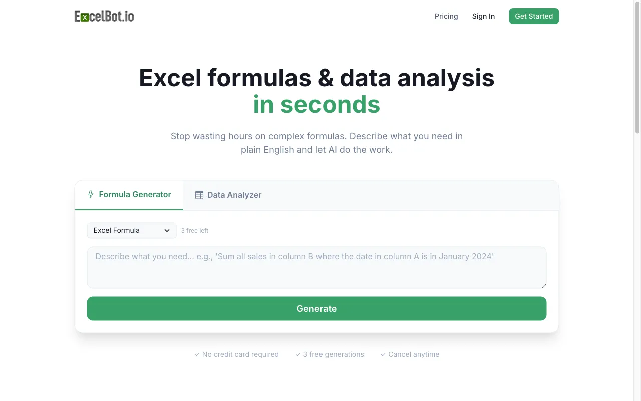ExcelBot — preview screenshot